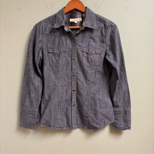 Stetson Womens Long Sleeve Shirt Size M Snap Studded Gray Cowgirl Rodeo Western